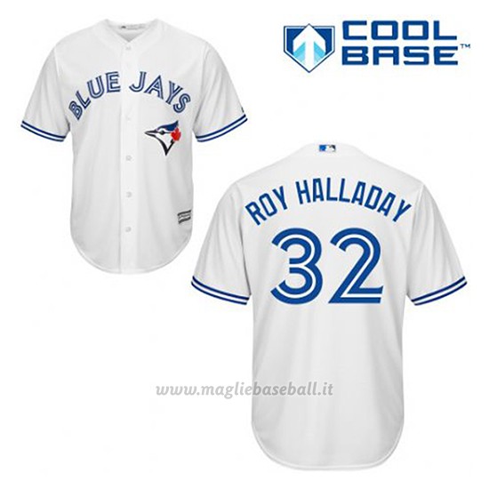 Maglia Baseball Uomo Toronto Blue Jays Roy Halladay 32 Bianco 1ªCool Base